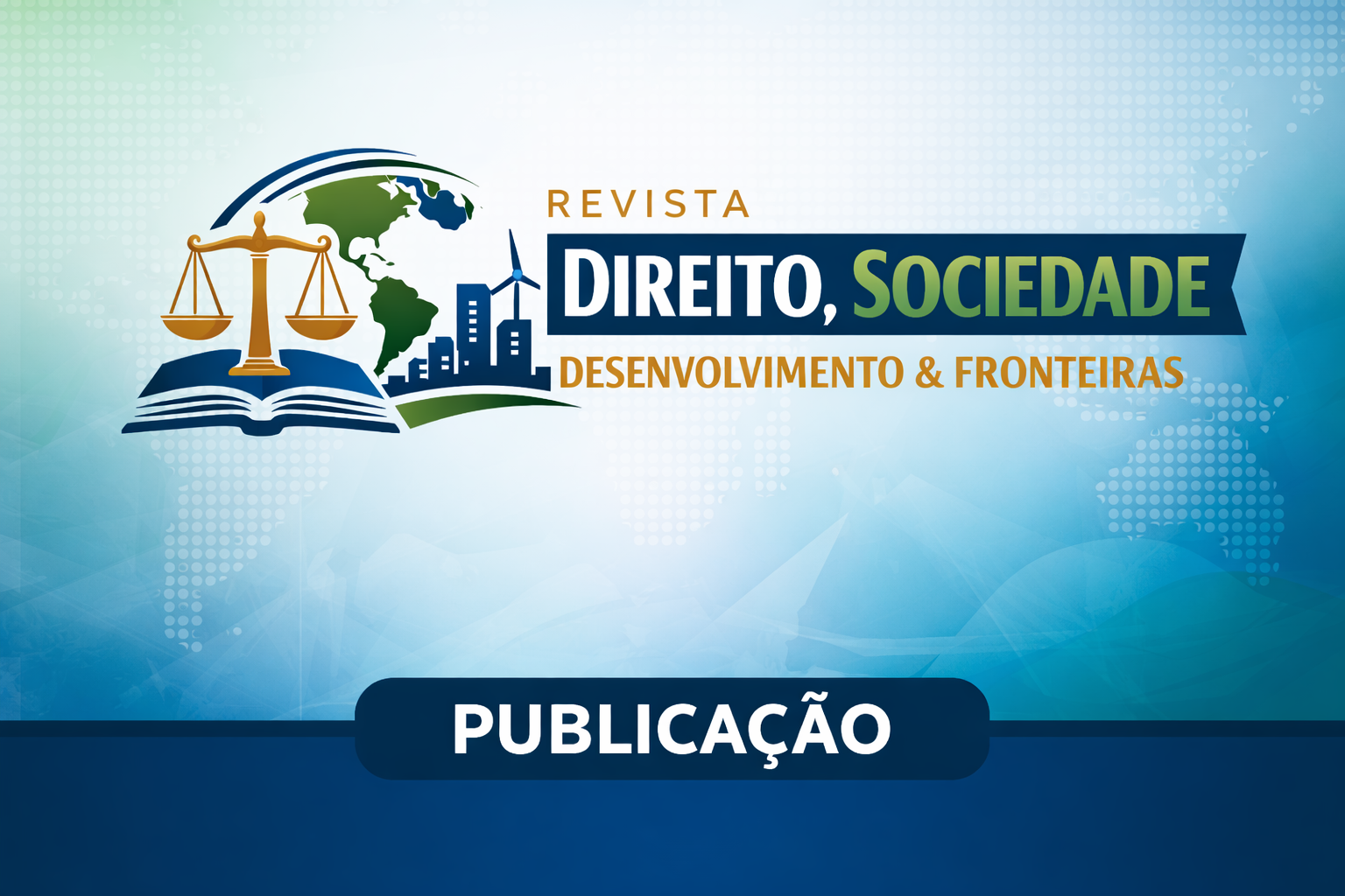 Imagem para publicação, com logo e nome da revista, em tons de azul